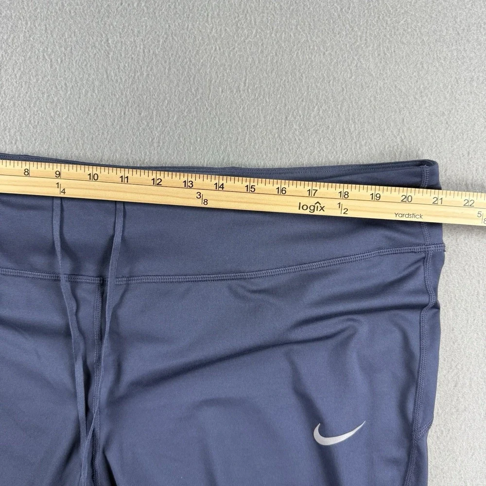 Nike Dri-FIT Womens 3X Navy Blue Cropped Athletic Leggings Mesh Panel Drawstring